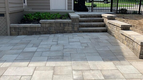 Stone Paver Patio and Seating Wall